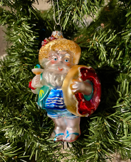 Beach Santa Claus Vacation Christmas Ornament