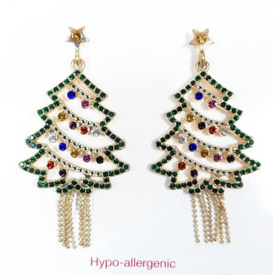 Christmas Tree Earrings for Pierced Ears