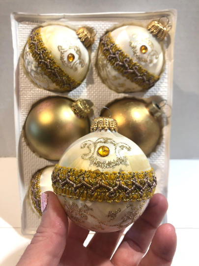 Vintage Krebs Gold Christmas Ornaments