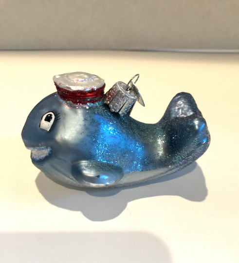 Wally The Whale with Sailor Cap Retired Old World Christmas Ornament