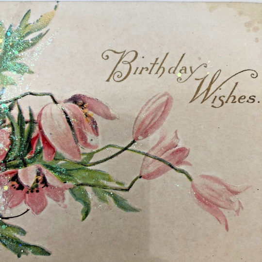 Vintage Framed 1907 Birthday Wishes Card