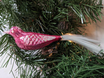 Hot Pink Clip-On Bird Retired Old World Christmas Inge Glas Ornament