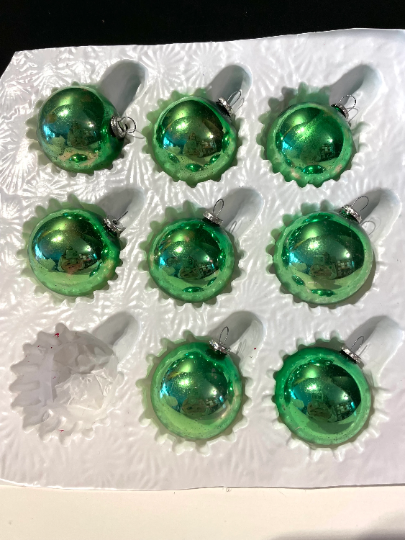 Vintage 1920 Light Emerald Green Christmas Ornaments