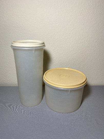 Vintage Tupperware Tall Slim and Short Wide Containers with Lids