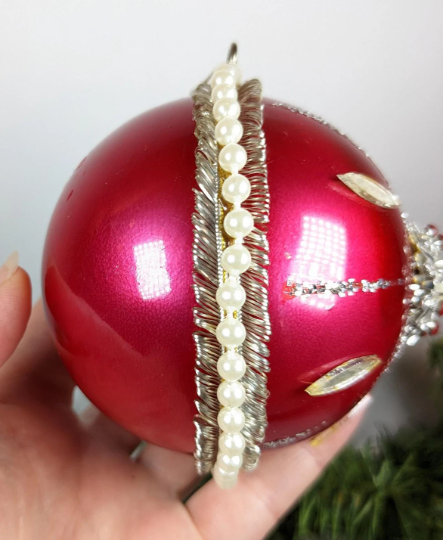 Vintage Handmade Beaded Christmas Ornament