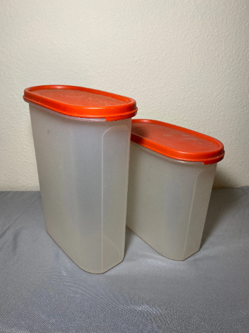 Vintage Tupperware Modular Mates Oval Containers with Red Lids
