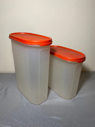 Vintage Tupperware Modular Mates Oval Containers with Red Lids