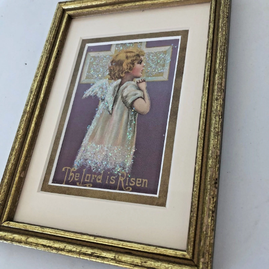 Vintage Framed 1908 "The Lord is Risen" Card