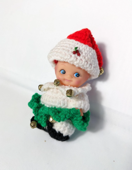 Vintage Crocheted Christmas Kewpie Doll