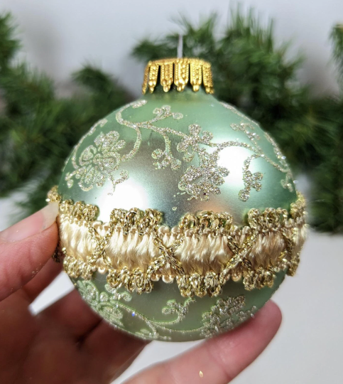 Pastels and Gold Victorian Christmas Ornaments