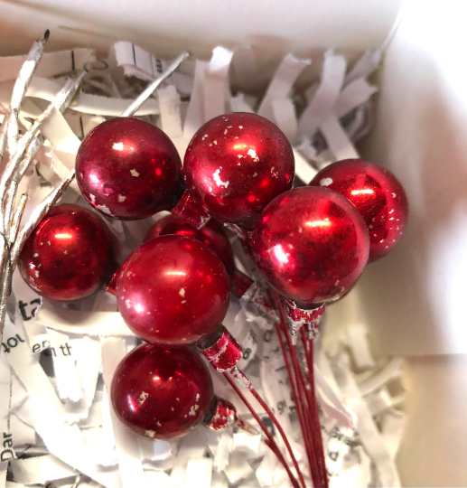 Vintage Red Spray Picks Christmas Ornament