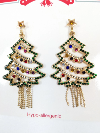 Christmas Tree Earrings for Pierced Ears