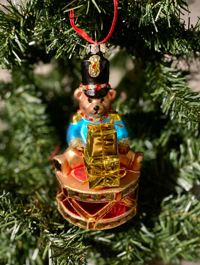 Marching Bear on Toy Drum Christmas Ornament