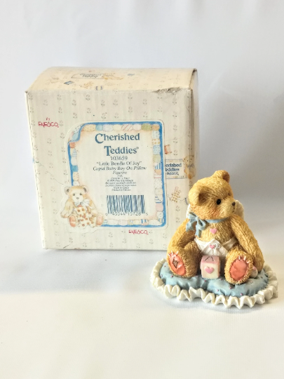 Vintage 1994 Cherished Teddies by Enesco Little Bundle of Joy Bear Figurine