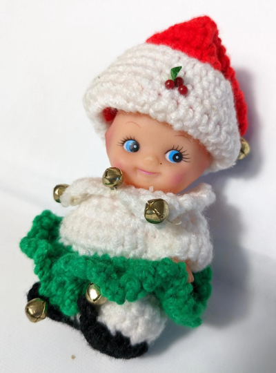 Vintage Crocheted Christmas Kewpie Doll