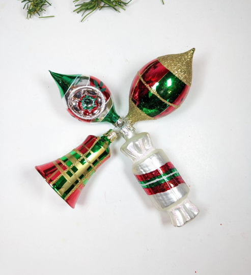 Vintage Red and Green Plaid Ornaments