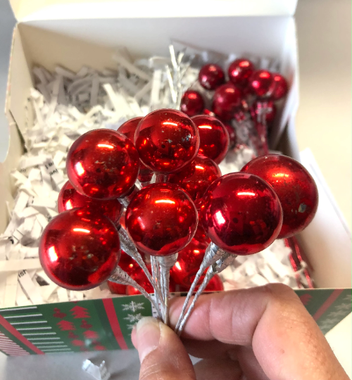 Vintage Red Spray Picks Christmas Ornament