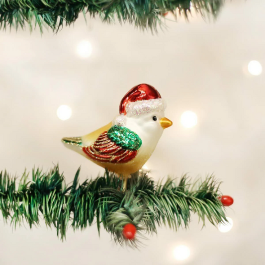 Santa Bird Old World Christmas clip Ornament