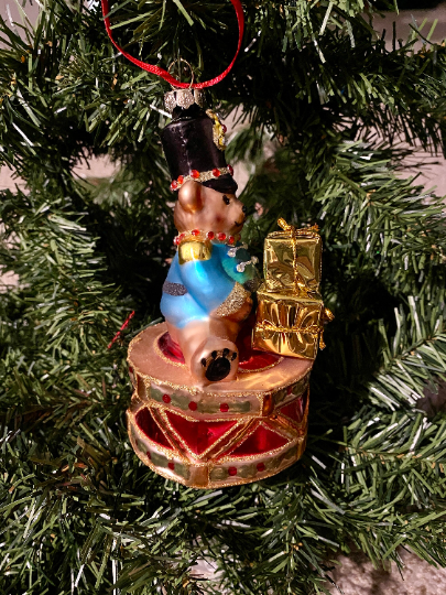 Marching Bear on Toy Drum Christmas Ornament