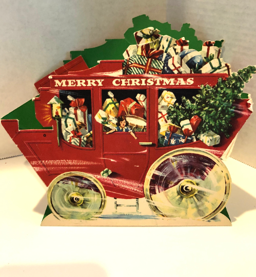 Vintage Paper Christmas and New Year Coach and Horses Card Holders