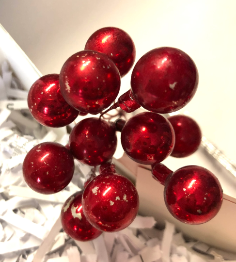 Vintage Red Spray Picks Christmas Ornament