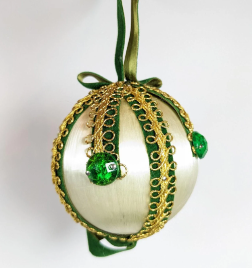 Vintage Beaded Pushpin Christmas Ornament