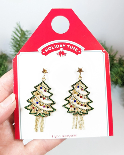 Christmas Tree Earrings for Pierced Ears