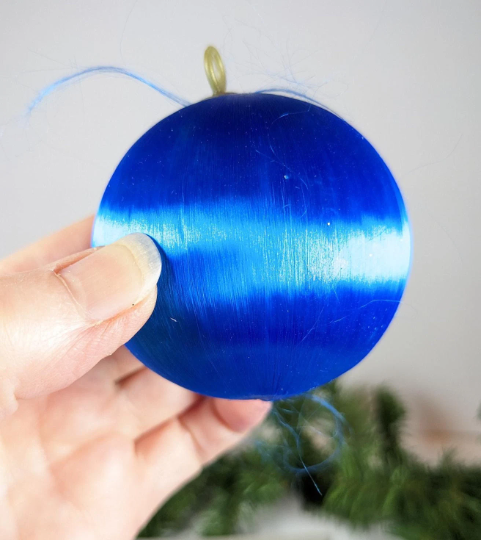 Vintage Blue Satin Christmas Ornaments