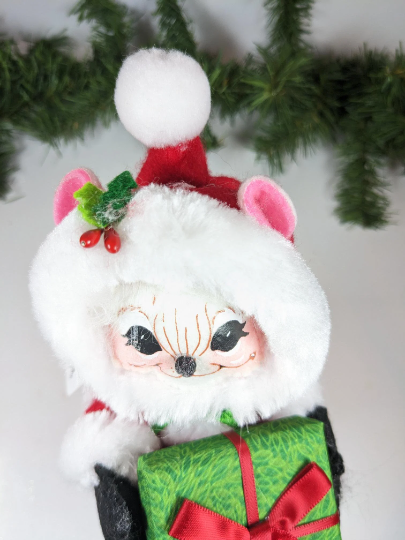 Very Merry Mrs. Santa Mouse Hand Made Annalee Christmas Doll