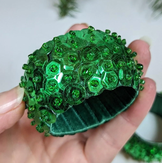 Christmas Green Sequin Napkin Rings