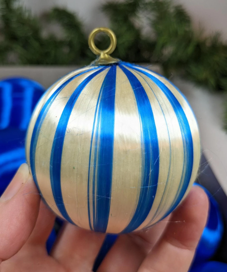 Vintage Blue Satin Christmas Ornaments