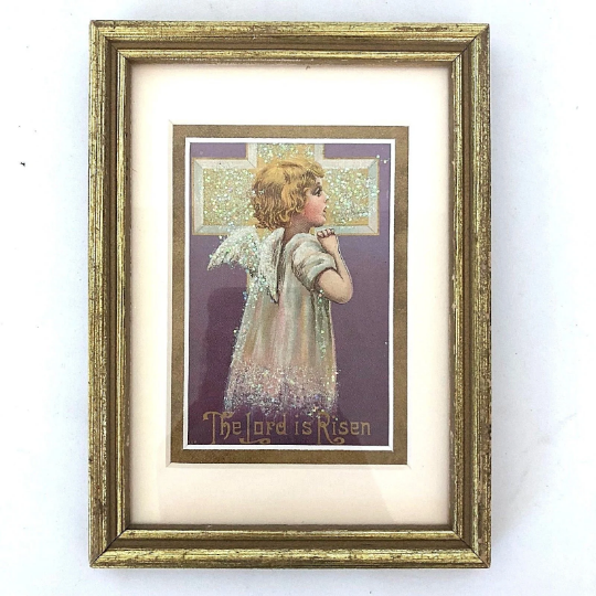 Vintage Framed 1908 "The Lord is Risen" Card