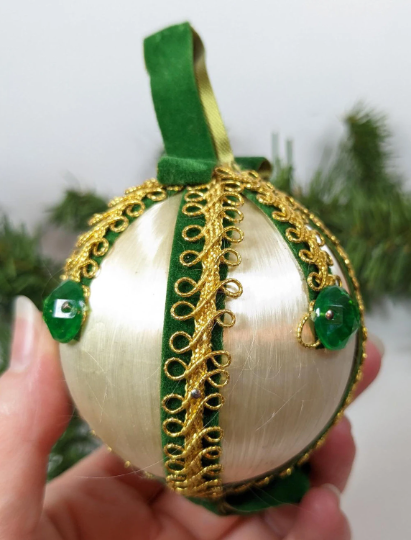 Vintage Beaded Pushpin Christmas Ornament