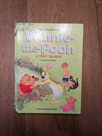 Vintage Walt Disney's A Tight Squeeze Winnie the Pooh Hardcover Storybook