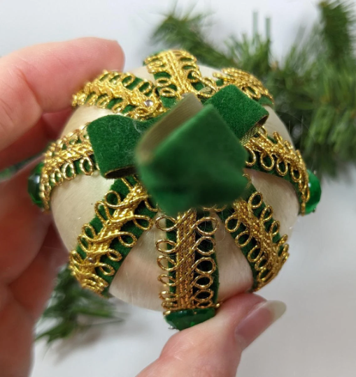 Vintage Beaded Pushpin Christmas Ornament