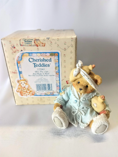 Vintage 1994 Cherished Teddies by Enesco Kiss The Hurt and Make it Well Bear Figurine