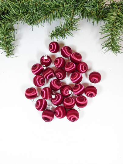 Small Maroon Satin Christmas Ornaments