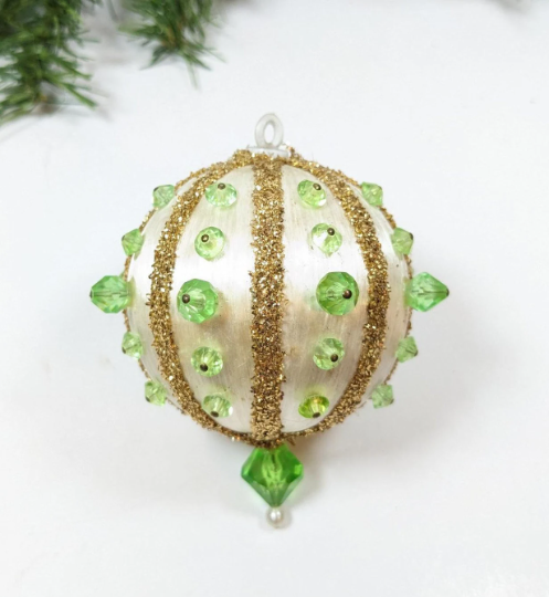 Vintage Beaded Pushpin Christmas Ornament