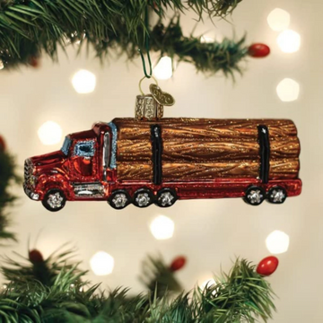 Red Logging Truck Retired Old World Christmas Glass Ornament