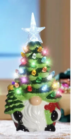 7.5" LED Ceramic Gnome Tree with Tree - Hallmark Christmas Is Forever
