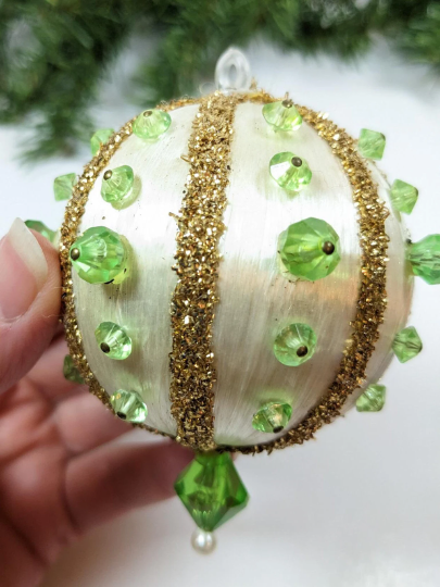 Vintage Beaded Pushpin Christmas Ornament