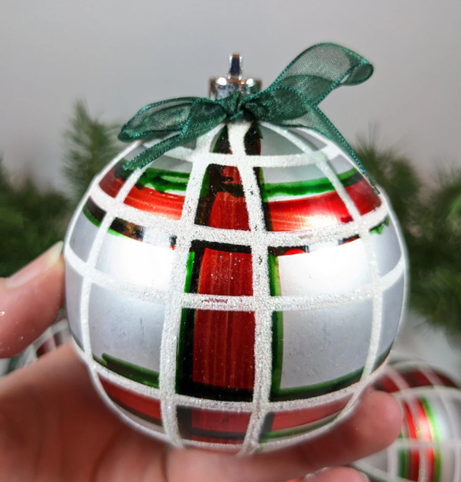 Vintage Red and Green Plaid Christmas Ornament