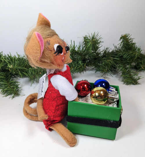 Whimsy Mouse with Ornaments Hand Made Annalee Christmas Doll