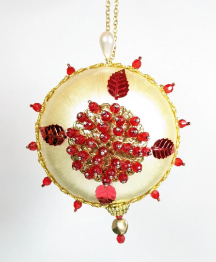 Vintage Beaded Pushpin Christmas Ornament