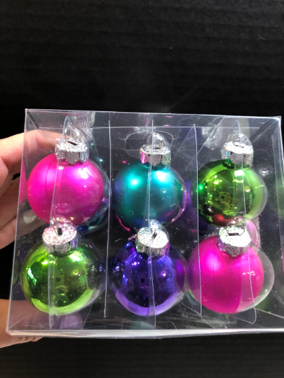 Mini Glass Multicolored Christmas Ornaments