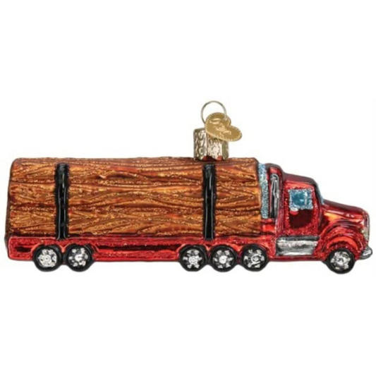 Red Logging Truck Retired Old World Christmas Glass Ornament