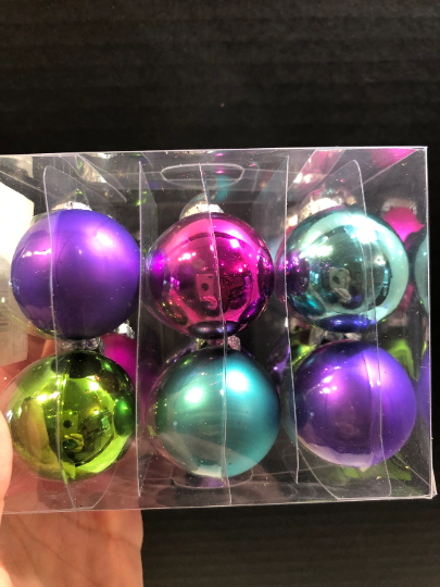 Mini Glass Multicolored Christmas Ornaments