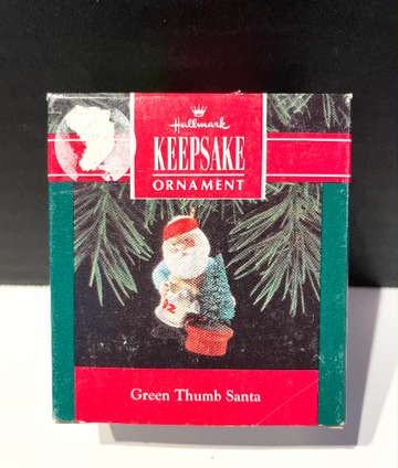 Vintage 1992 Hallmark Green Thumb Santa Christmas Ornament