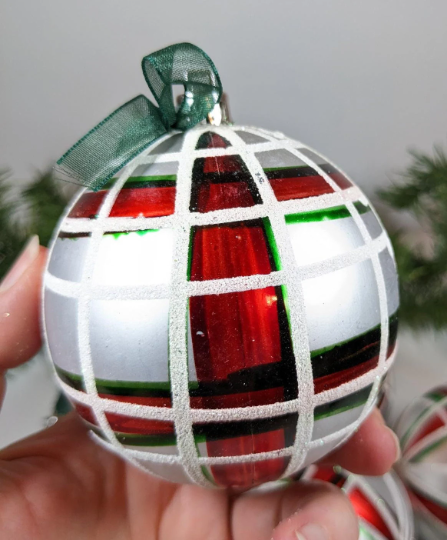 Vintage Red and Green Plaid Christmas Ornament