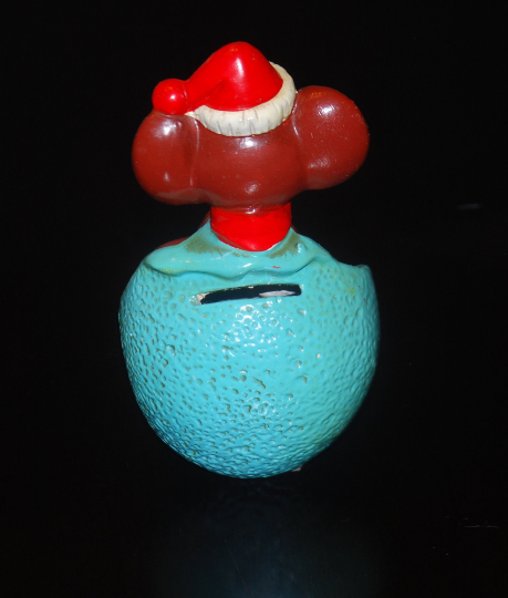 Santa Mouse Christmas Coin Bank 1960's 8" tall
